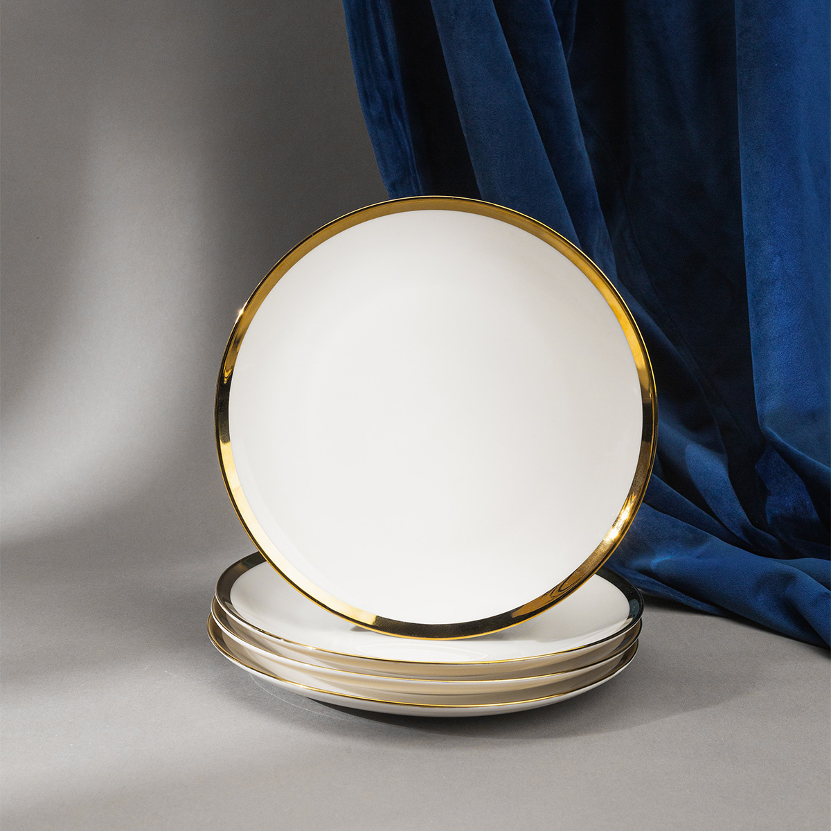 Dessertteller Coupe 20.5 cm Set 4-tlg. - FLOW Lunasol mit Gold-Rand