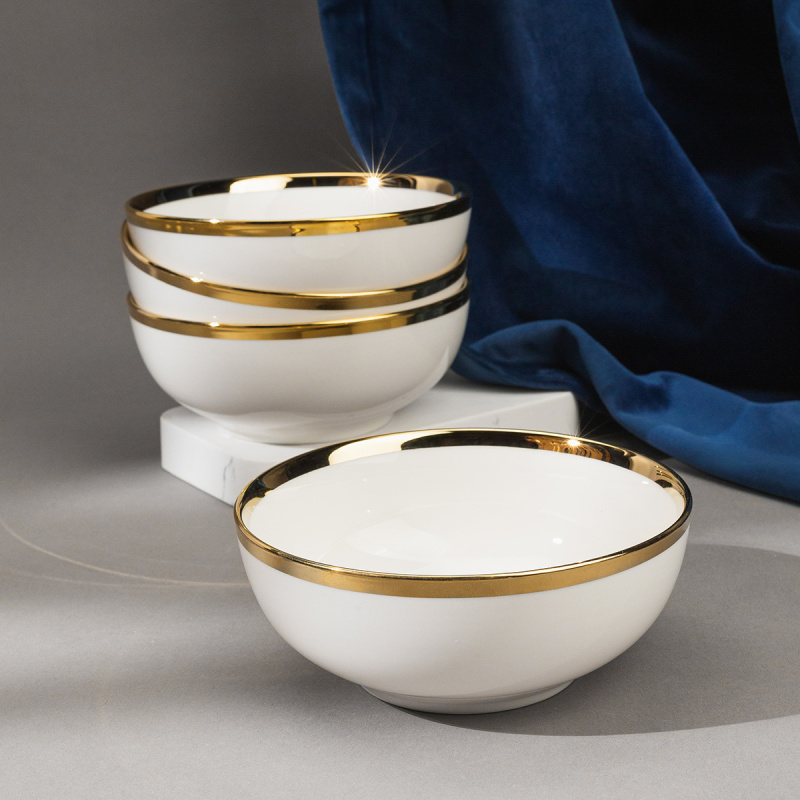 Bowl 16 cm Set 4-tlg. - FLOW Lunasol mit Gold-Rand