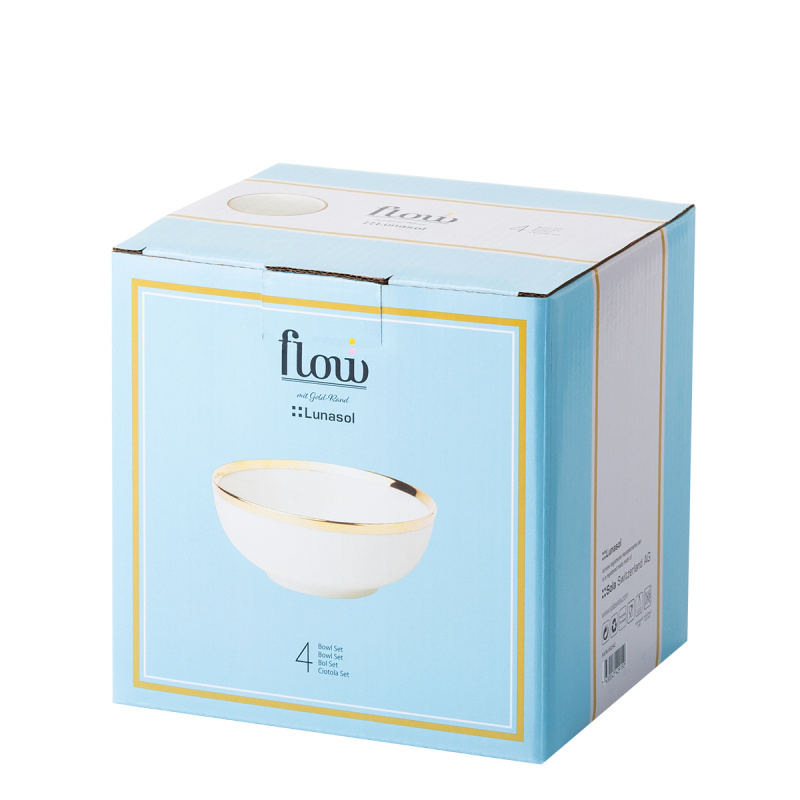 Bowl 16 cm Set 4-tlg. - FLOW Lunasol mit Gold-Rand