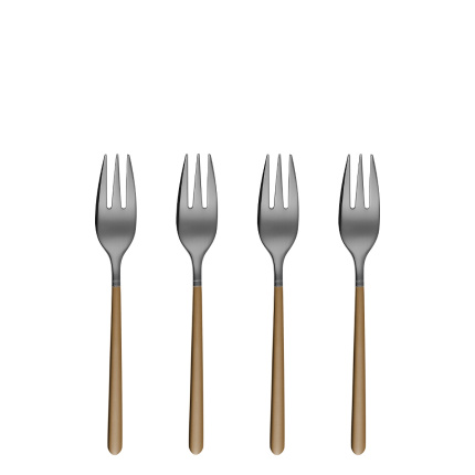 Dessertgabeln-Set 4-tlg. - Porto PVD dunkel Titan / gold sandgestrahlt