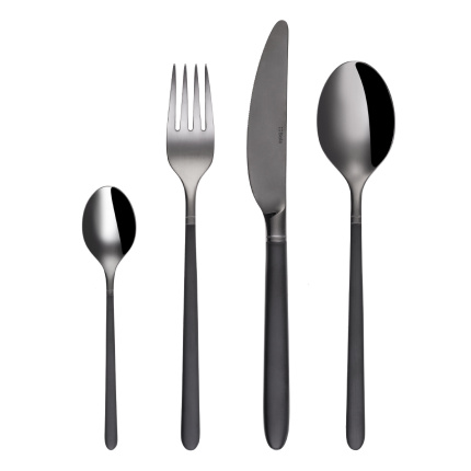 Besteck-Set 16-tlg. — Porto PVD dunkel Titan / schwarz sandgestrahlt