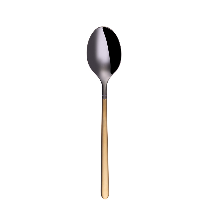 Besteck-Set 16-tlg. — Porto PVD dunkel Titan / gold sandgestrahlt