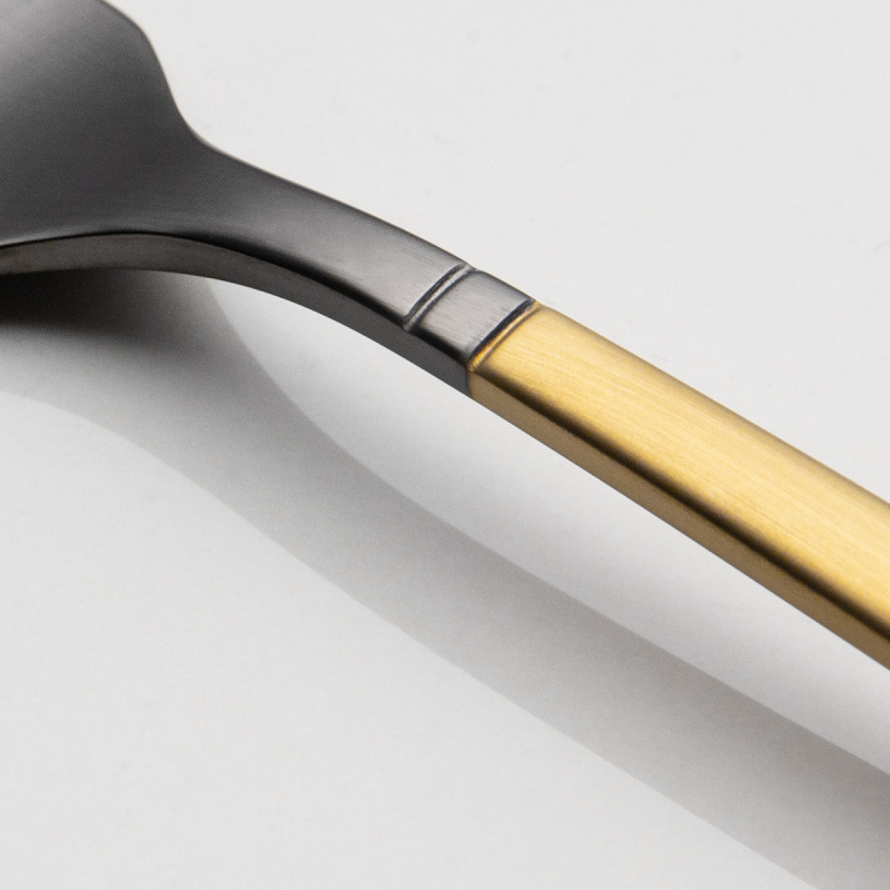 Besteck-Set 16-tlg. — Porto PVD dunkel Titan / gold sandgestrahlt